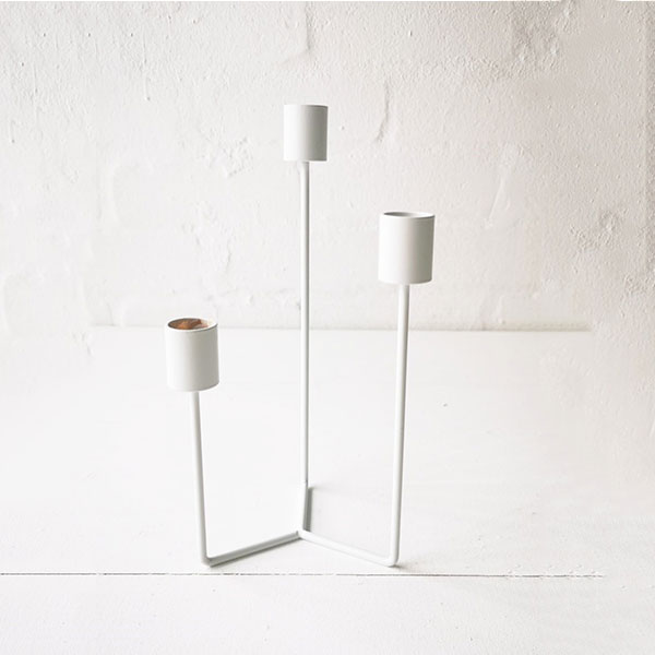 Modernist Three Tier Candle Stick - White 
