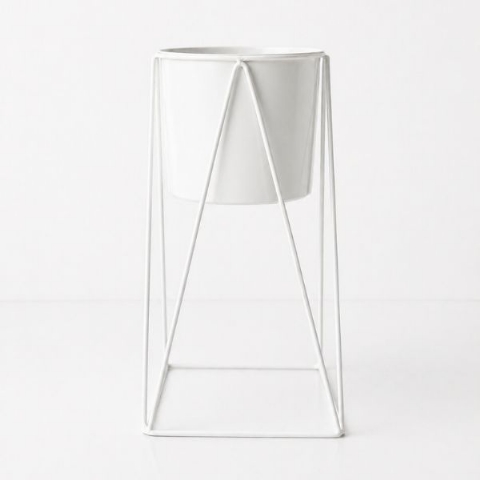 Geometric Flower Stand - White