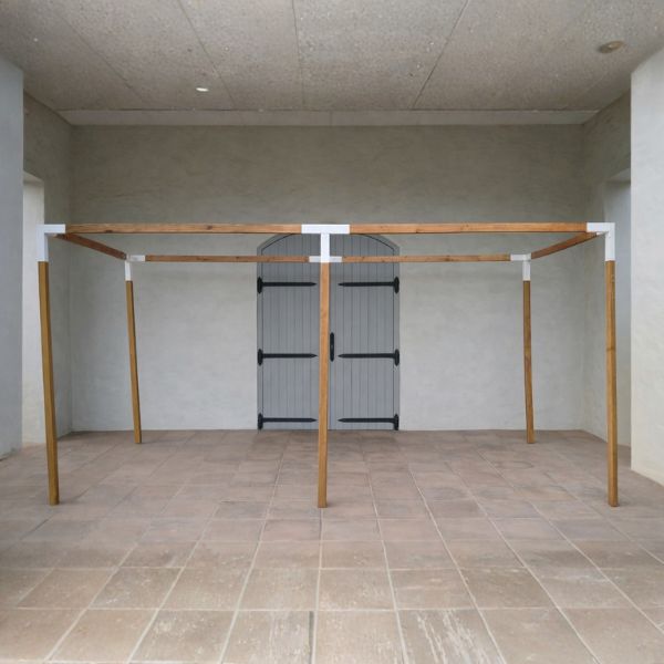 Modernist Extended Six Post Wood Pergola
