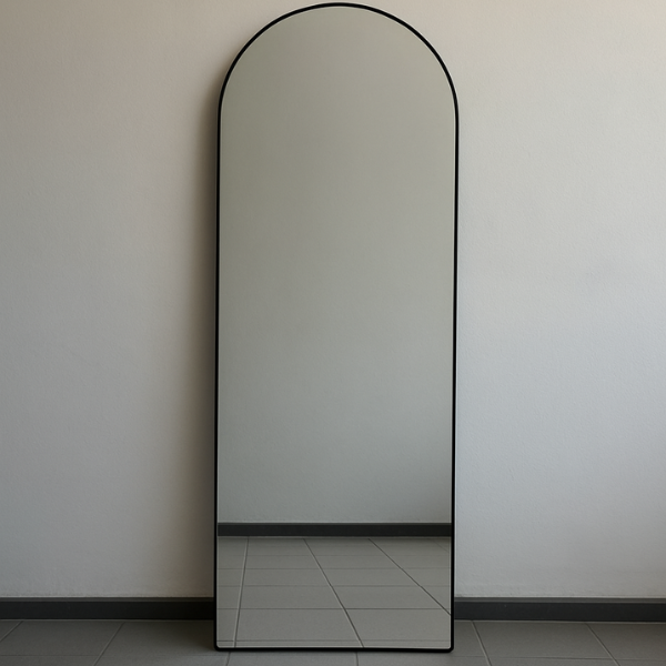 Curved Floor Standing Mirror - Black