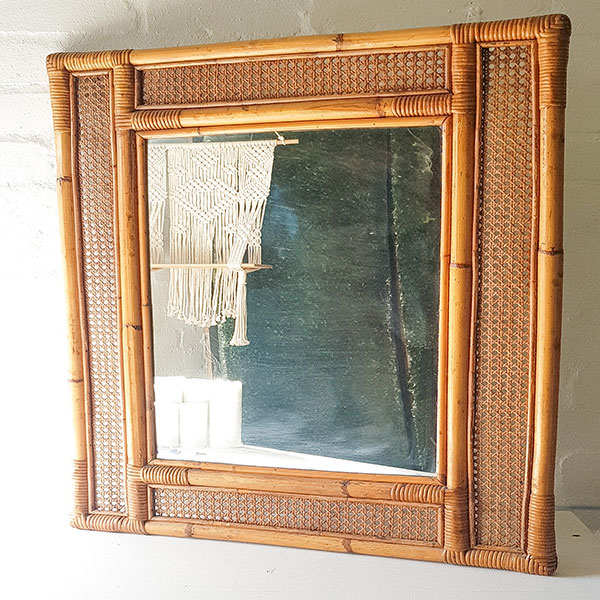 Rattan Display Mirror 