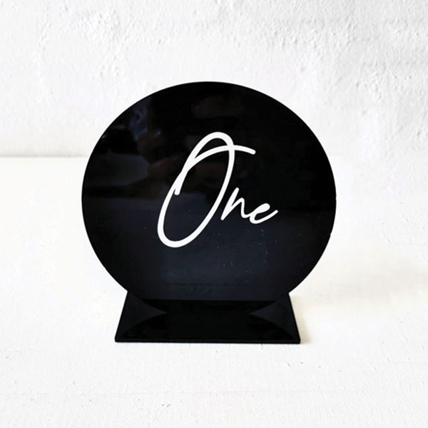 Round Perspex Table Number - Black