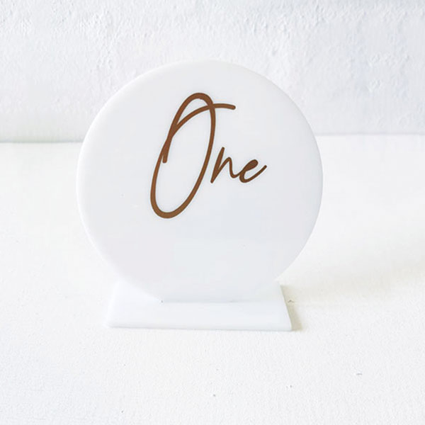 Round Perspex Table Number - White