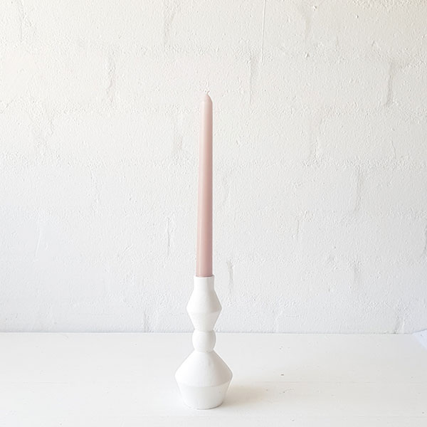 Totem Pottery Candle Stick White