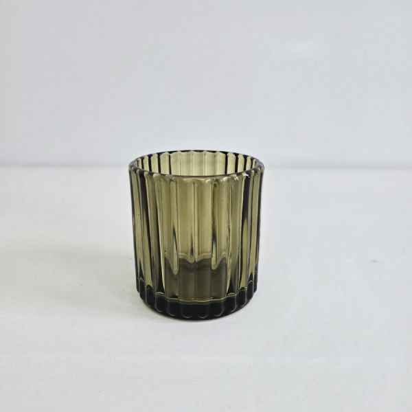 XL Ribbed Votive - Green - 8cm