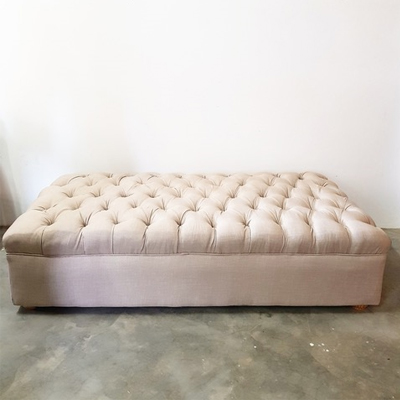Large Button Ottoman - Bone