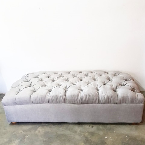 Large Button Ottoman - Glacier Grey