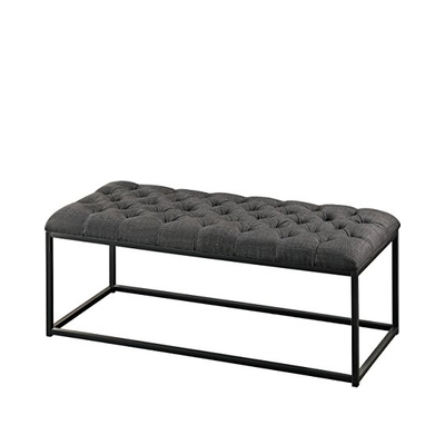 Modern Industrial Ottoman Bench - Black 
