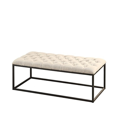 Modern Industrial Ottoman Bench - Ivory