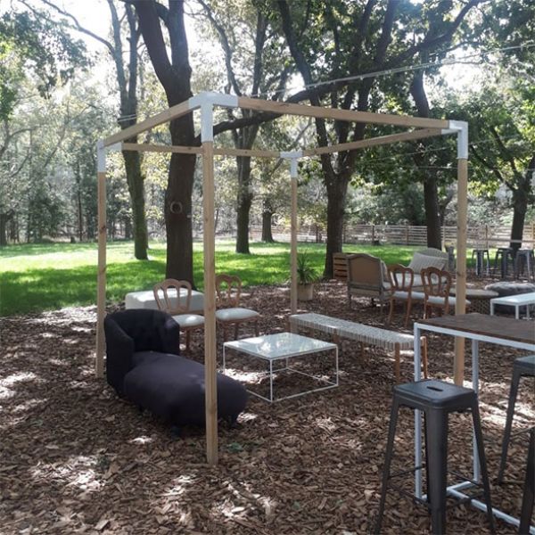 Modernist Four Post Wood Pergola